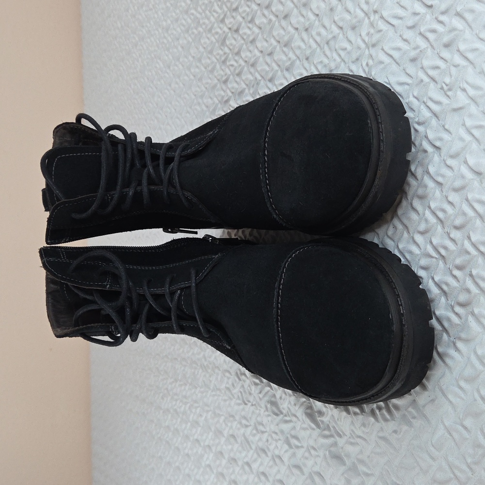 Men's 10 NWT Black Suede ANKLE Boots Zip&Tie  Section X bought At DILLARDS